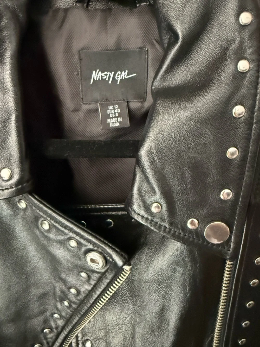 Nasty Gal Black Leather Jacket with Gold Celestial Embroidery - Picture 5 of 5